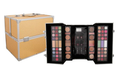 2K Super Model Beauty Train Case 122.6g - Gold Makeup Palette for women